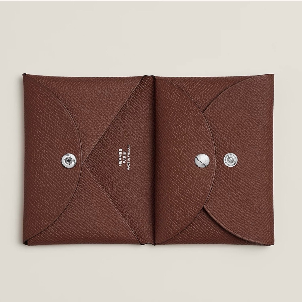 HERMES Calvi Duo Compact card holder Wallet Terre classic card holder